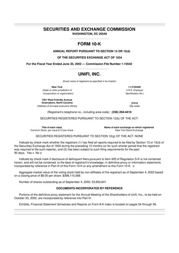 Thumbnail Unifi 10-K Annual Report 