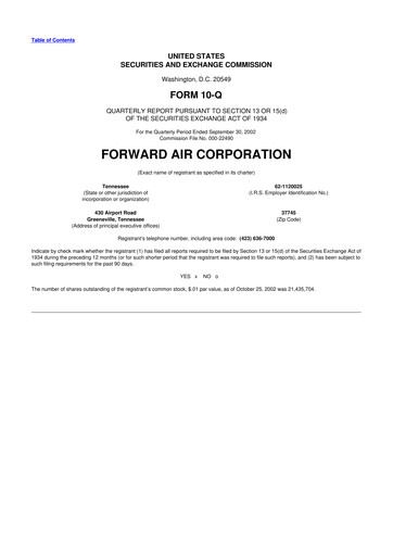 Thumbnail Forward Air 10-Q Quarterly Report FY 