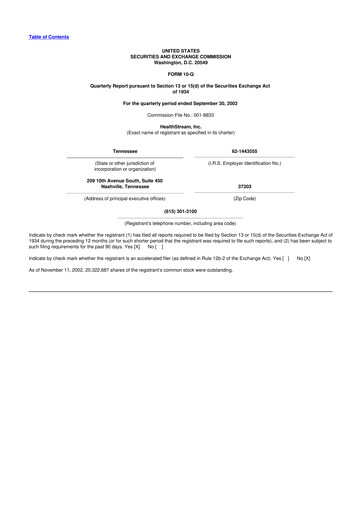 Thumbnail HealthStream 10-Q Quarterly Report FY 