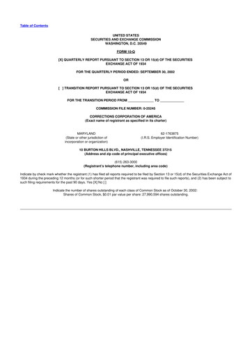 Thumbnail CoreCivic 10-Q Quarterly Report FY 