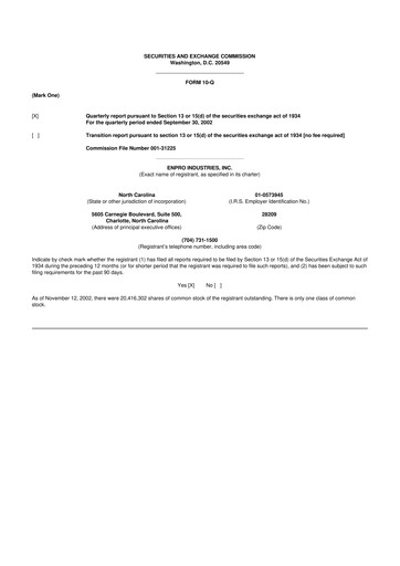 Thumbnail EnPro Industries
 10-Q Quarterly Report FY 