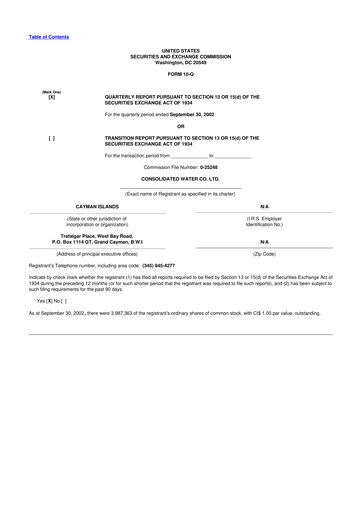 Thumbnail Consolidated Water 10-Q Quarterly Report FY 