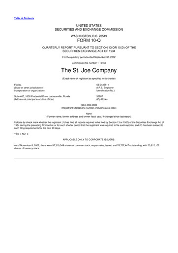 Thumbnail St. Joe Company
 10-Q Quarterly Report FY 