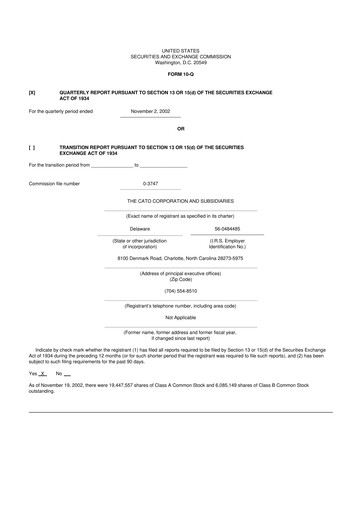 Thumbnail Cato Fashion 10-Q Quarterly Report FY 
