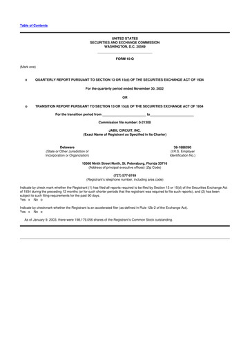 Thumbnail Jabil 10-Q Quarterly Report FY 