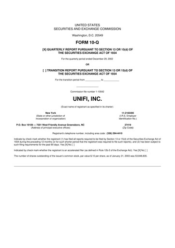 Vorschaubild Unifi 10-Q Quartalsbericht  
