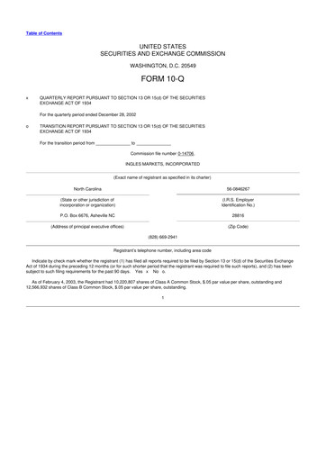 Thumbnail Ingles Markets 10-Q Quarterly Report FY 