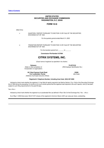 Miniature Citrix Systems 10-Q Rapport trimestriel  