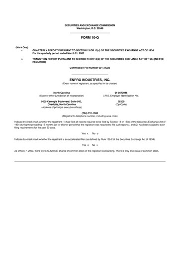 Thumbnail EnPro Industries
 10-Q Quarterly Report FY 