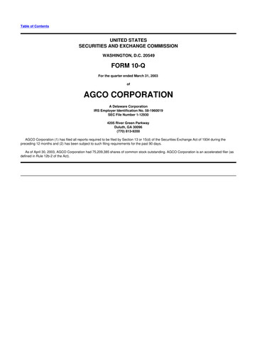 Thumbnail AGCO 10-Q Quarterly Report FY 