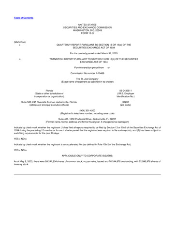 Thumbnail St. Joe Company
 10-Q Quarterly Report FY 