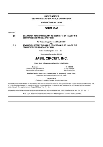 Thumbnail Jabil 10-Q Quarterly Report FY 