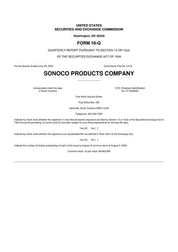 Thumbnail Sonoco 10-Q Quarterly Report FY 