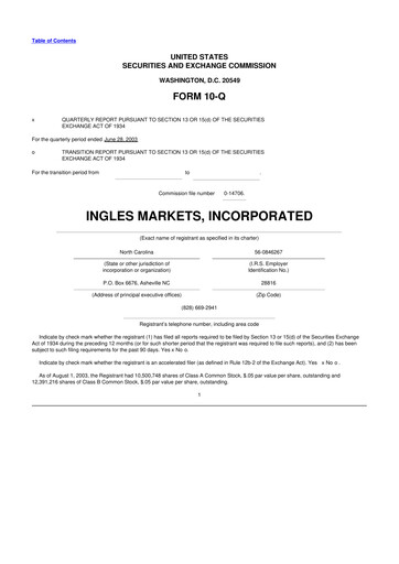 Thumbnail Ingles Markets 10-Q Quarterly Report FY 