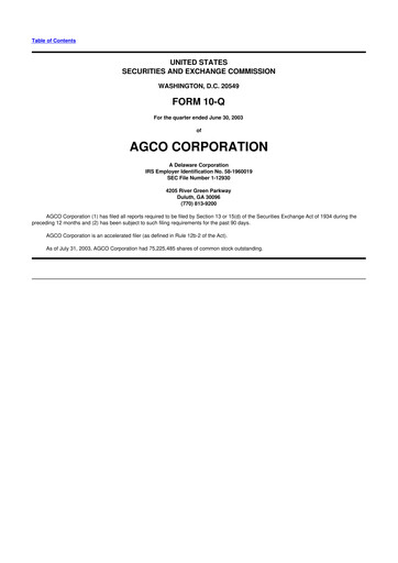 Thumbnail AGCO 10-Q Quarterly Report FY 