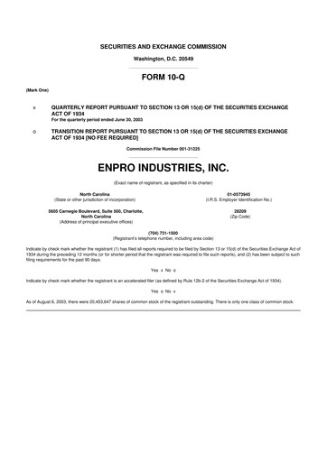 Thumbnail EnPro Industries
 10-Q Quarterly Report FY 