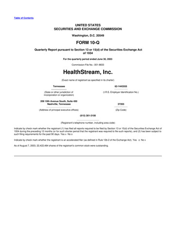 Thumbnail HealthStream 10-Q Quarterly Report FY 