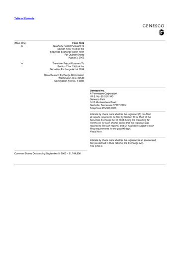 Thumbnail Genesco
 10-Q Quarterly Report FY 