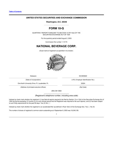 Thumbnail National Beverage
 10-Q Quarterly Report FY 