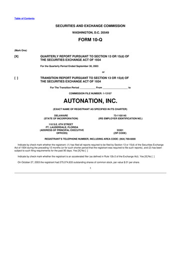 Miniature AutoNation 10-Q Rapport trimestriel  