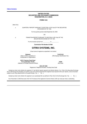 Miniature Citrix Systems 10-Q Rapport trimestriel  