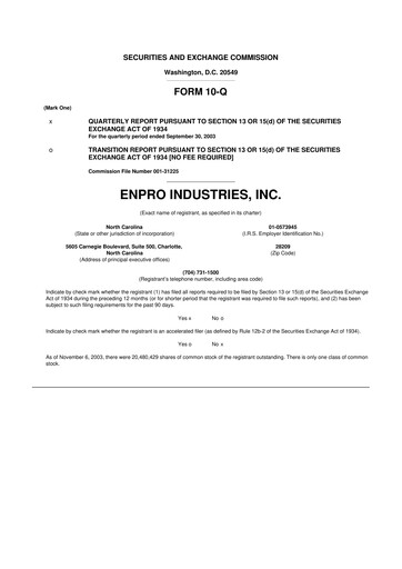 Thumbnail EnPro Industries
 10-Q Quarterly Report FY 