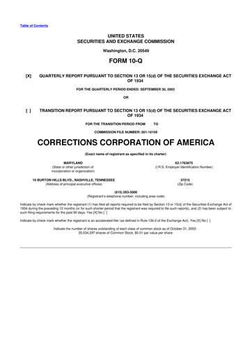 Thumbnail CoreCivic 10-Q Quarterly Report FY 