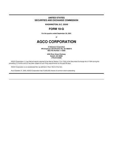 Thumbnail AGCO 10-Q Quarterly Report FY 