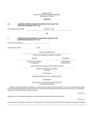 Thumbnail Cato Fashion 10-Q Quarterly Report FY 