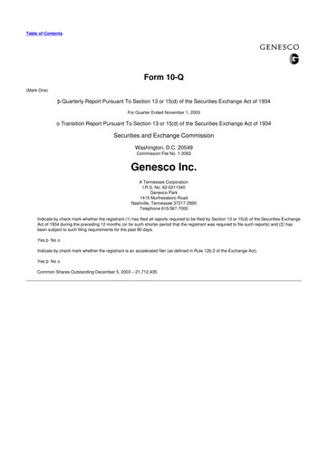 Thumbnail Genesco
 10-Q Quarterly Report FY 