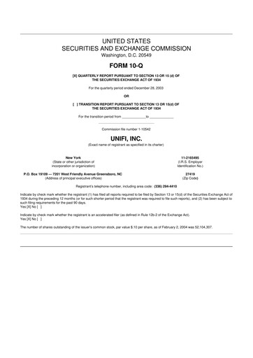 Vorschaubild Unifi 10-Q Quartalsbericht  