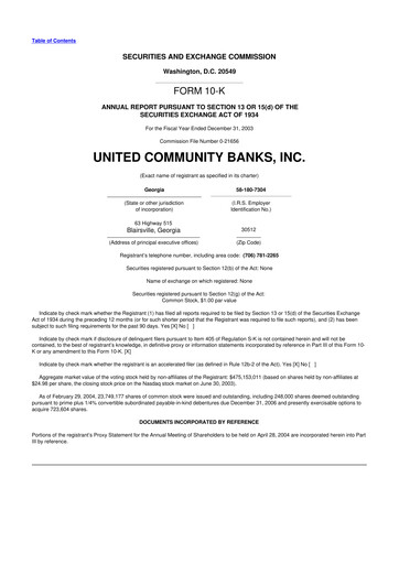 Vorschaubild United Community Bank 10-K Jahresbericht 