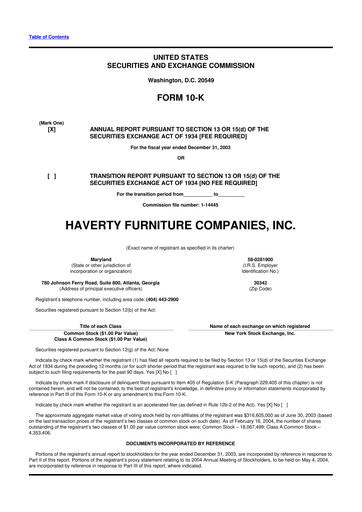 Thumbnail Havertys 10-K Annual Report 