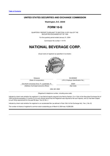 Thumbnail National Beverage
 10-Q Quarterly Report FY 