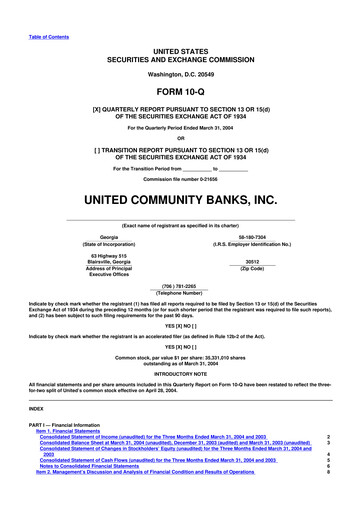 Miniature United Community Bank 10-Q Rapport trimestriel  