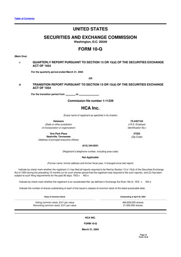 Thumbnail HCA Healthcare 10-Q Quarterly Report FY 