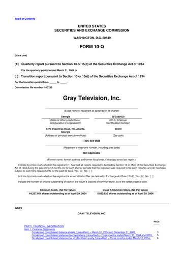 Miniature Gray Media
 10-Q Rapport trimestriel  