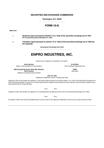 Thumbnail EnPro Industries
 10-Q Quarterly Report FY 