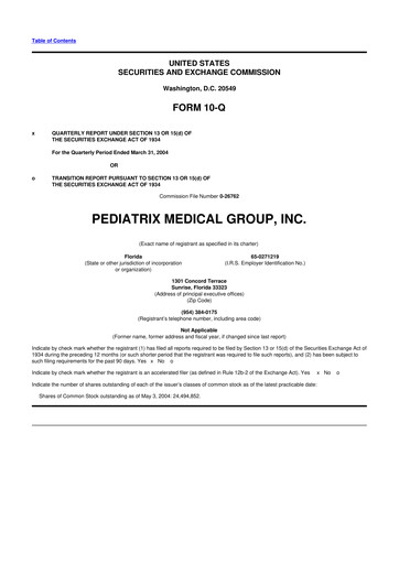Thumbnail Pediatrix Medical Group 10-Q Quarterly Report FY 
