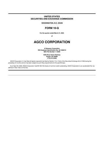 Thumbnail AGCO 10-Q Quarterly Report FY 