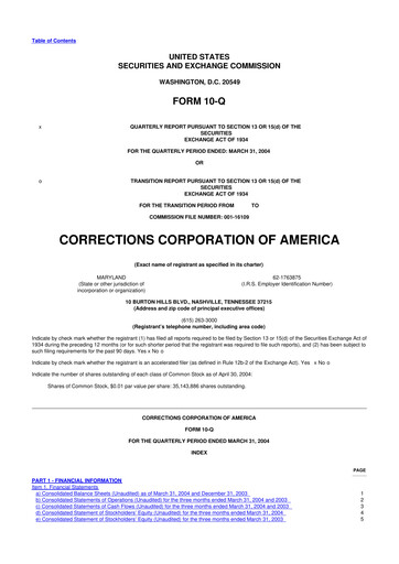 Thumbnail CoreCivic 10-Q Quarterly Report FY 