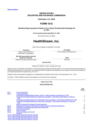 Thumbnail HealthStream 10-Q Quarterly Report FY 