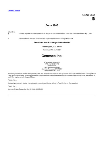 Thumbnail Genesco
 10-Q Quarterly Report FY 