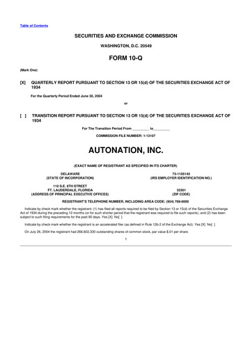Miniature AutoNation 10-Q Rapport trimestriel  