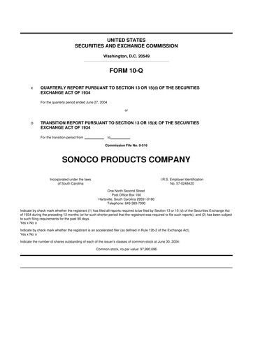 Thumbnail Sonoco 10-Q Quarterly Report FY 