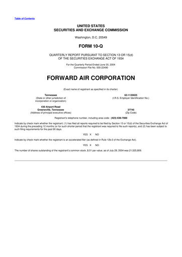 Thumbnail Forward Air 10-Q Quarterly Report FY 