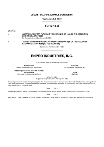 Thumbnail EnPro Industries
 10-Q Quarterly Report FY 