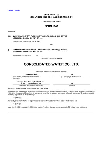 Thumbnail Consolidated Water 10-Q Quarterly Report FY 