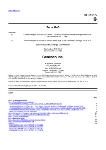Thumbnail Genesco
 10-Q Quarterly Report FY 