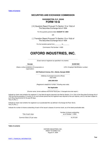 Thumbnail Oxford Industries
 10-Q Quarterly Report FY 